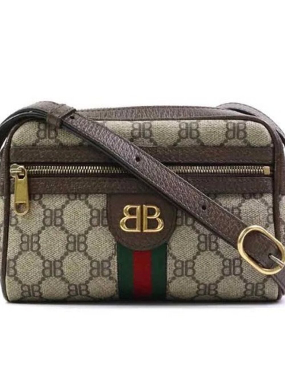 Auth BALENCIAGA x GUCCI Crossbody Shoulder Bag Brown PVC/Leather - e62183a